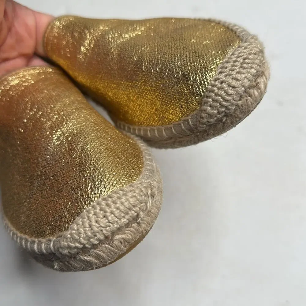 J. Crew Made-in-Spain espadrille Flats in Gold metallic canvas S-378 Sz 12